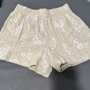 Abercrombie & Fitch Tan Floral High Waist Shorts